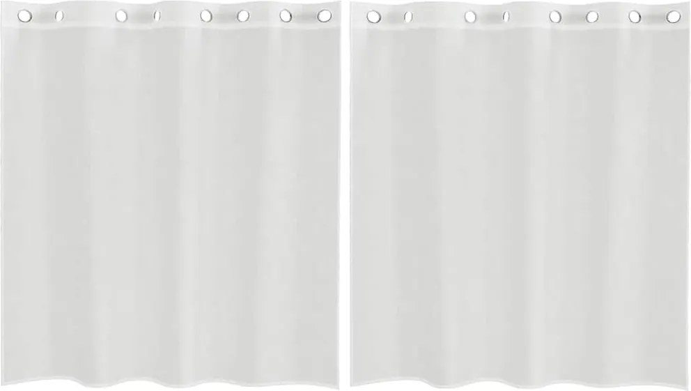 vidaXL Perdele Voile cu Oeje 2 buc Alb