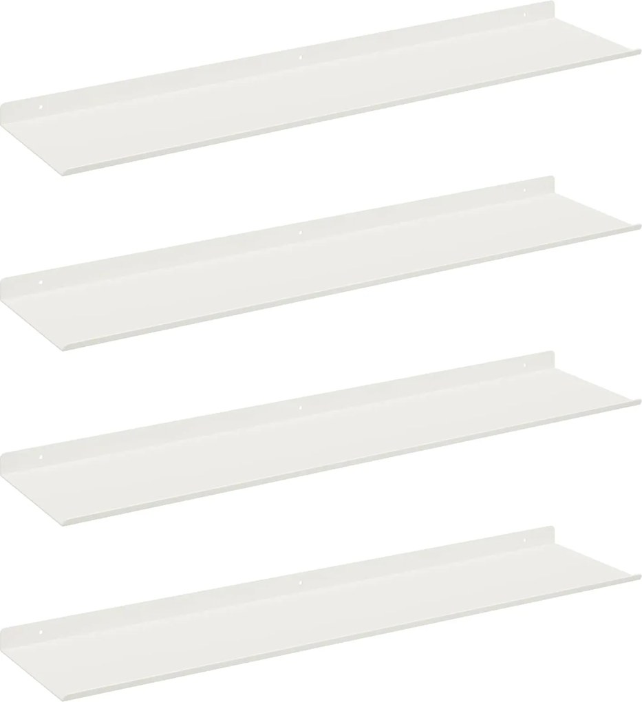 vidaXL Raft suspendat Pe perete 4 pcs Alb 80 x 18 x 2,5 cm Oțel