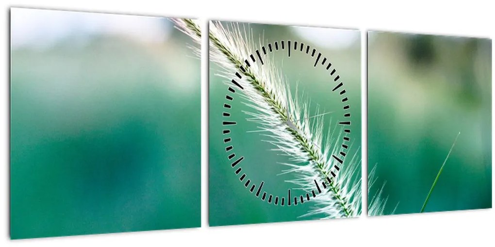 Tablou cu fir de iarbă (cu ceas) (90x30 cm)