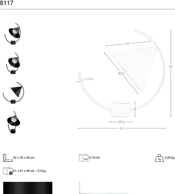 Lampa de masa din otel negru Contemporary
