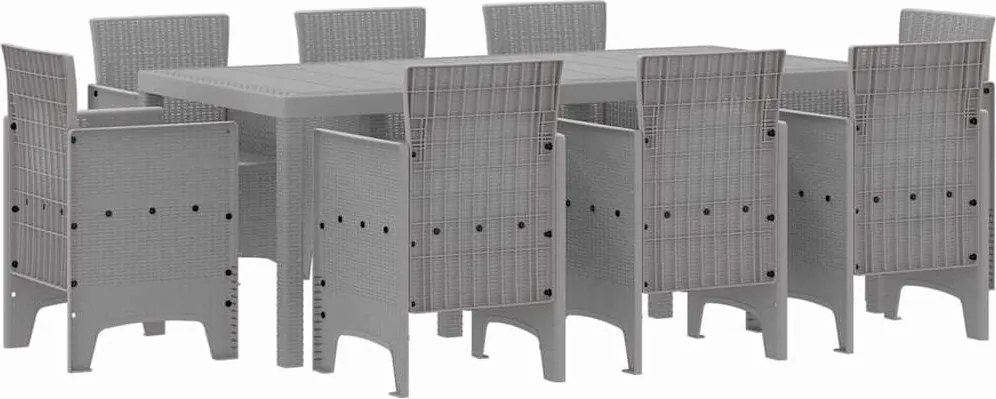 vidaXL Set de masă pentru grădină 9 pcs Gri deschis Polipropilenă
