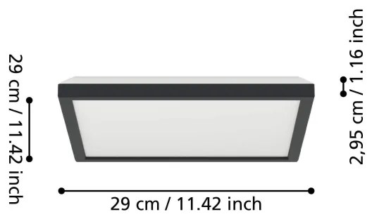 Eglo 901442-LED Plafonieră baie ROVITO 13,4W/230V 29x29cm IP44 negru