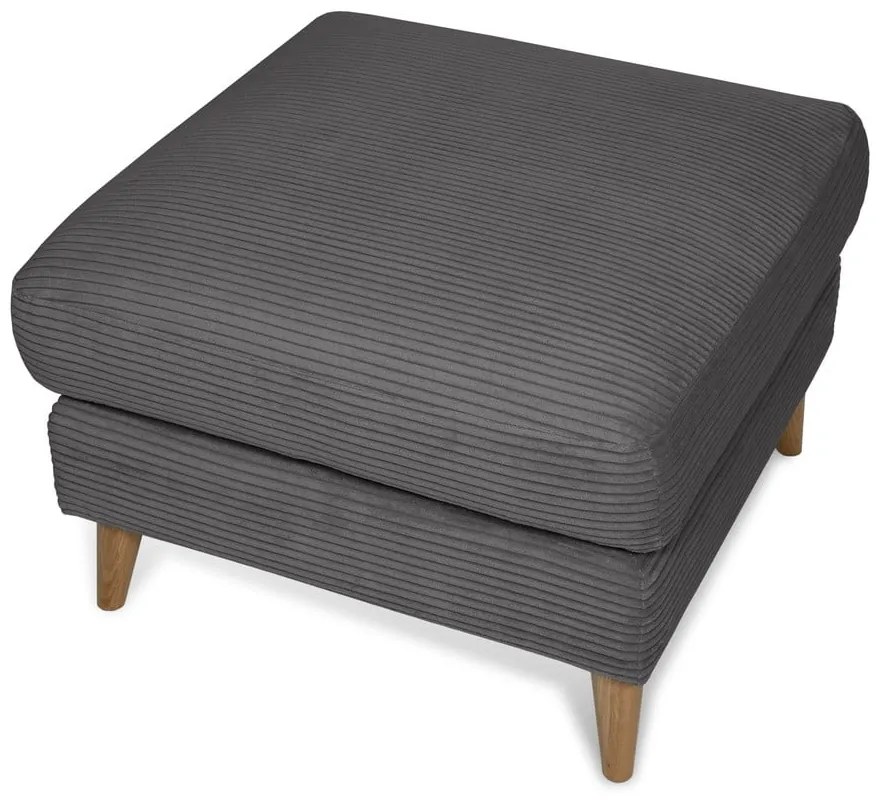 Taburet gri închis cu tapițerie din catifea reiată Paris – Scandic