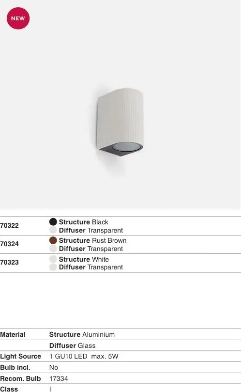 Aplica perete exterior IP65, 1xGU10 ESTELA alb