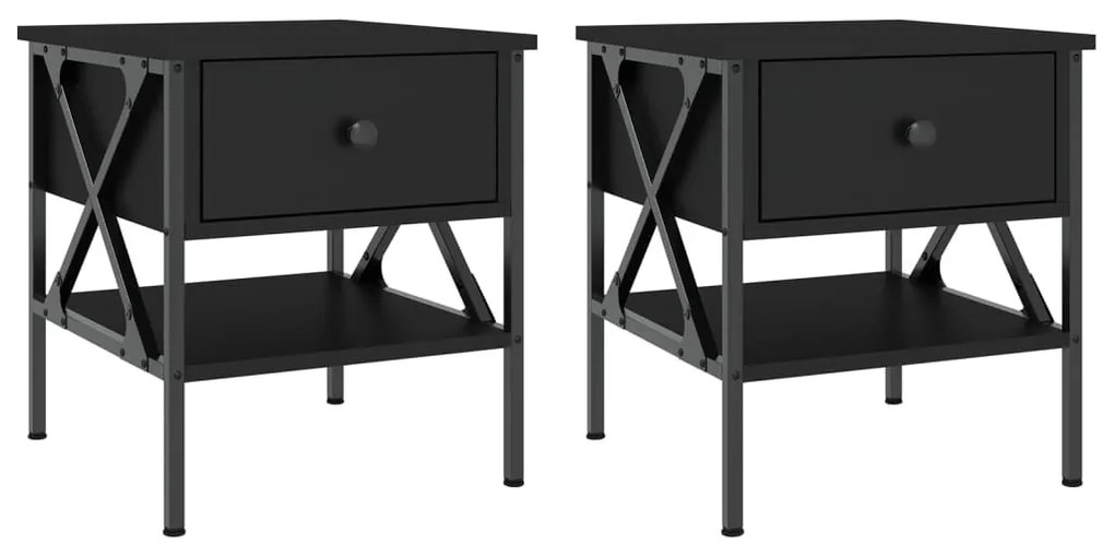 825954 vidaXL Noptiere, 2 buc., negru, 40x42x45 cm, lemn compozit
