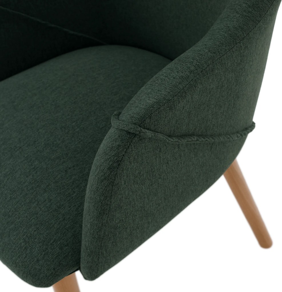 Fotoliu design, verde / fag, PETRUS