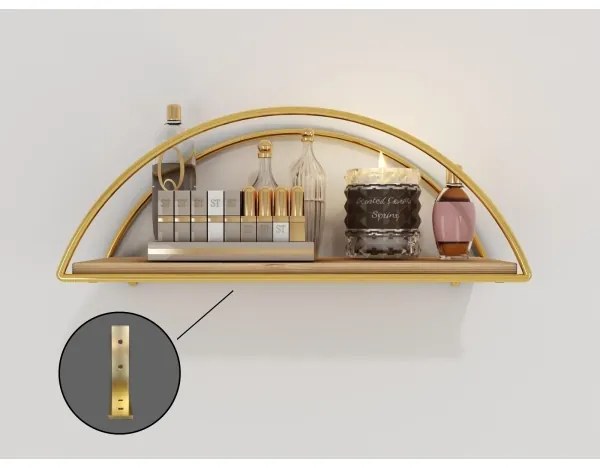 Raft de perete 45x18 cm stejar/auriu