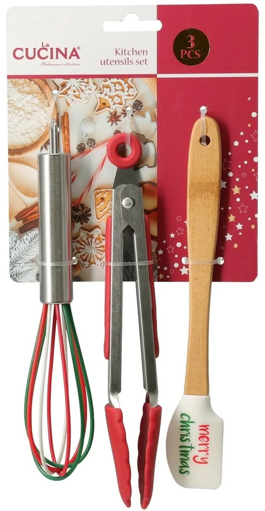Set de ustensile de bucătărie - telă, clește,spatulă