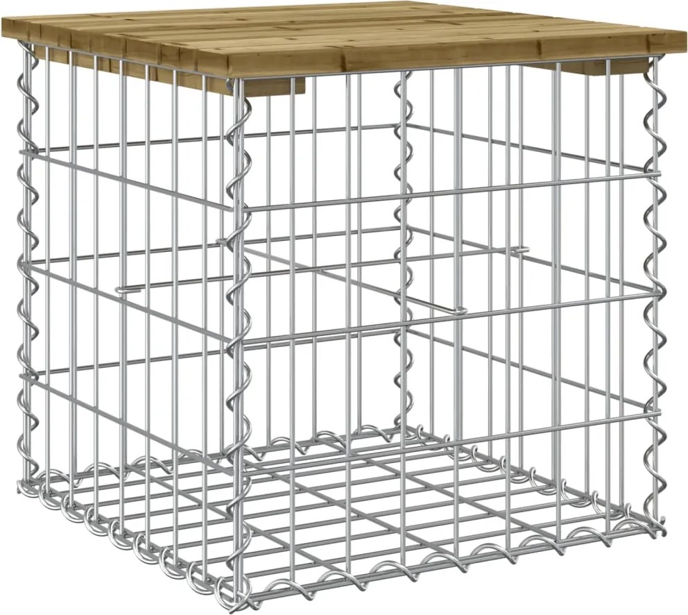vidaXL Bancă grădină, design gabion, 43x44x42 cm, lemn pin impregnat