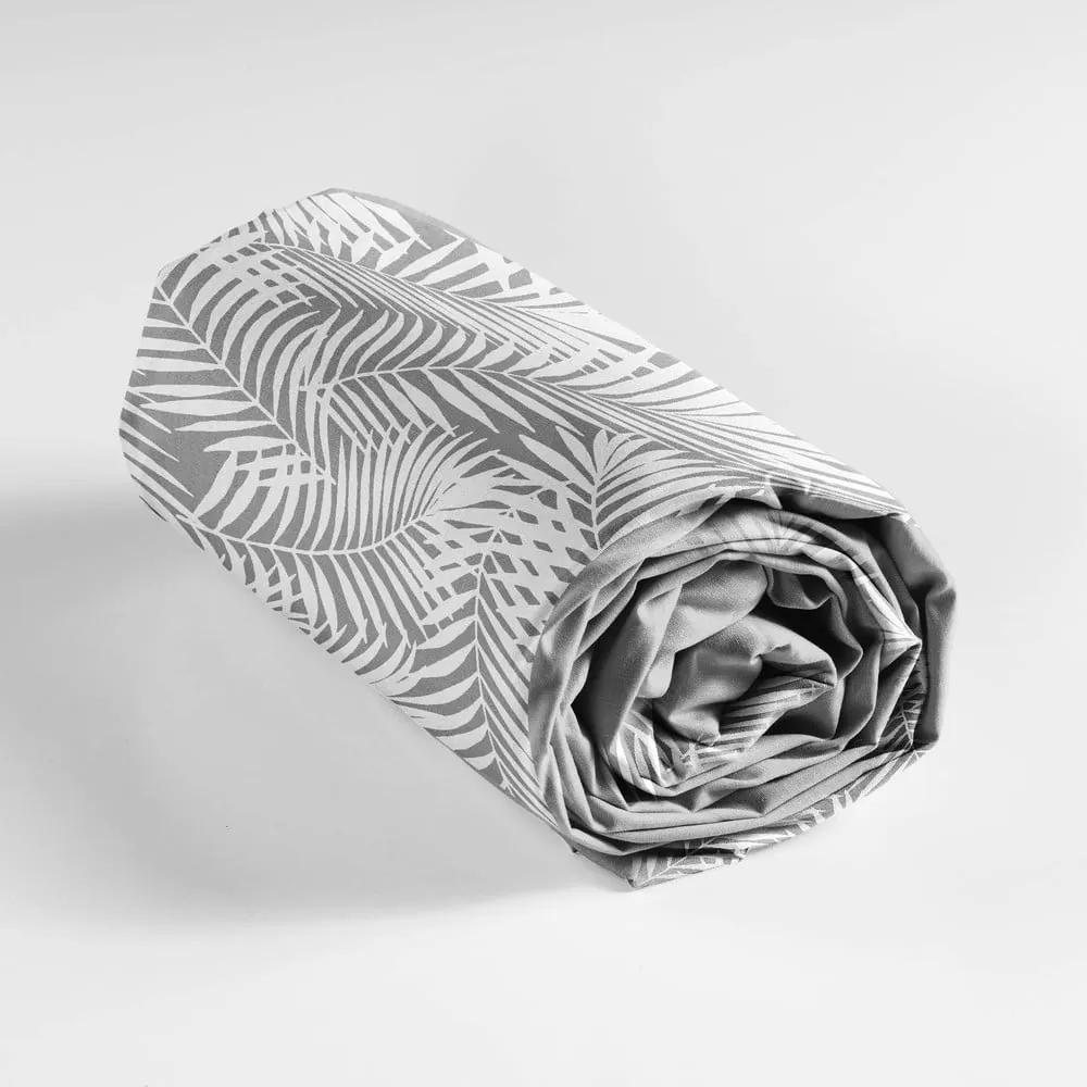 Cearceaf alb/gri din bumbac cu elastic 160x200 cm Botania – douceur d'intérieur