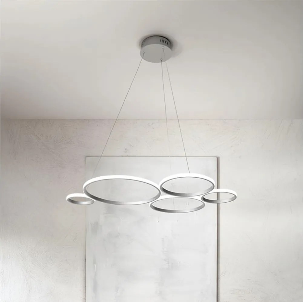 Ondaluce - Lustru LED dimmabil suspendat pe cablu POIS LED/60W/230V, argintiu