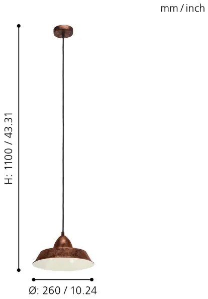 Eglo 49243 - Lustra AUCK lant 1xE27/60W/230V