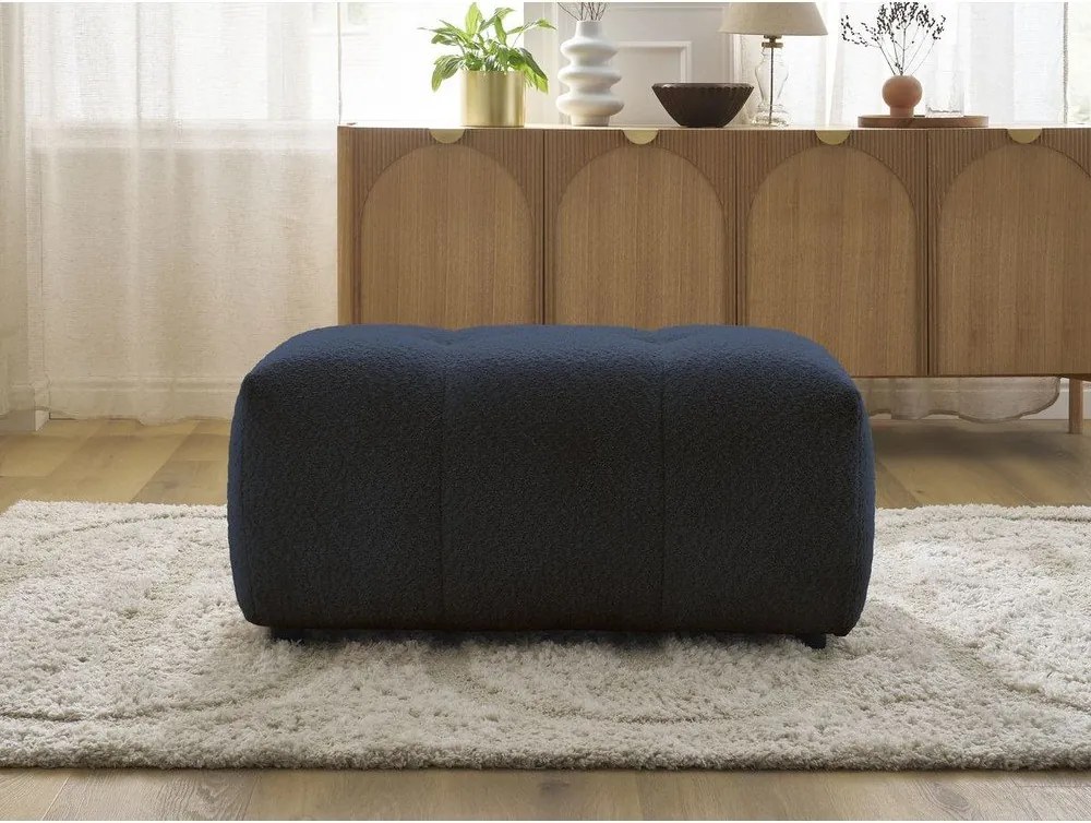 Taburet albastru cu tapițerie din țesătură bouclé Roxelane – Bobochic Paris