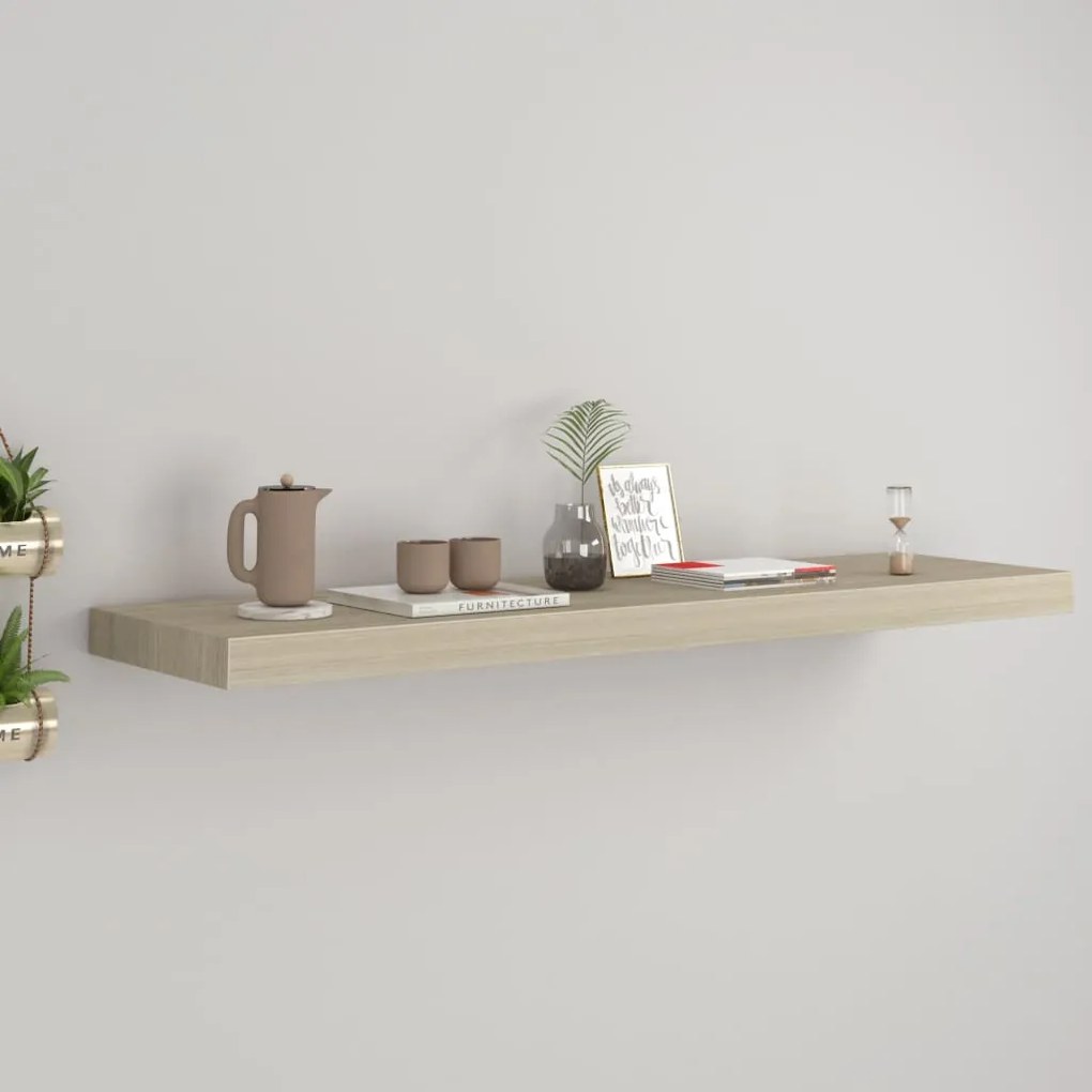 vidaXL Raft de perete suspendat, stejar, 90x23,5x3,8 cm, MDF