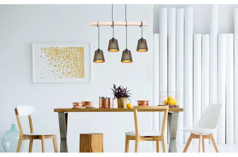 Lustra suspendata design modern ABLONA lemn 15451-4H GL
