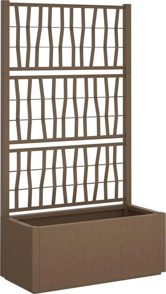 vidaXL Ghiveci de grădină cu trellis Maro 80 x 36 x 140 cm PP