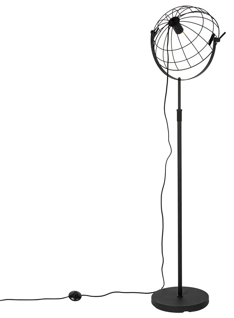 Lampă de podea industrială neagră 35 cm reglabilă - Hanze