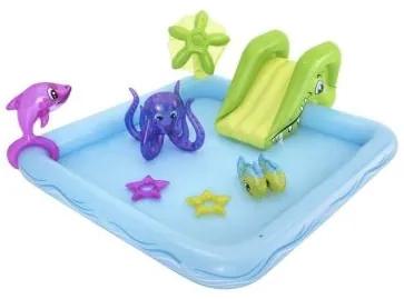 Piscina gonflabila pentru copii, de joaca, cu tobogan, 206x239x86 cm, Bestway Fantastic Aquarium