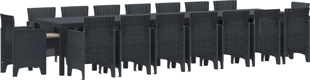 vidaXL Set de masă de grădină cu perne cu pernă 17 pcs Antracit PP