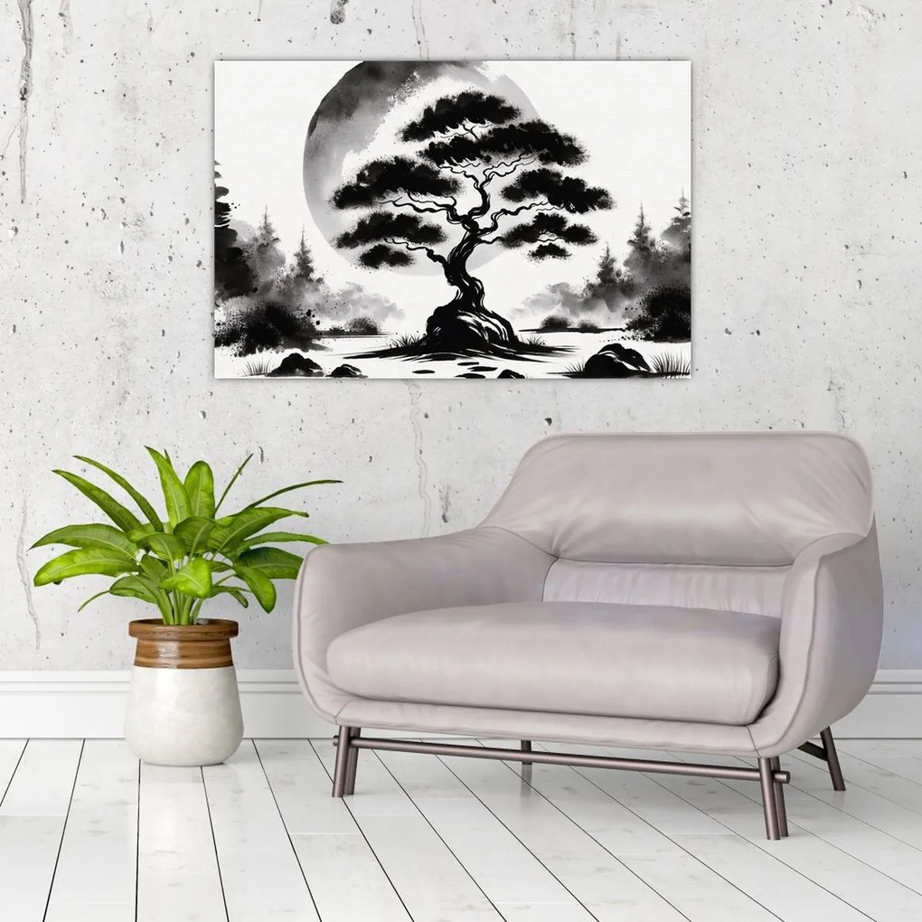 Tablou – Bonsai alb-negru (90x60 cm)