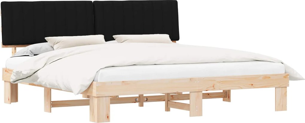 vidaXL Cadru de pat cu tăblie tapițată cu headboard Negru 200 x 200 cm