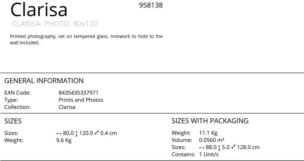 Tablou de perete decorativ Clarisa, 80x120cm