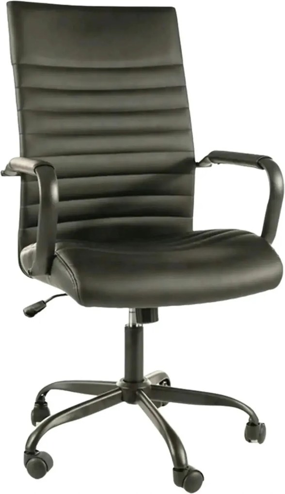 Scaun birou Q-306, negru, piele ecologica/metal, 58x51x106/116 cm