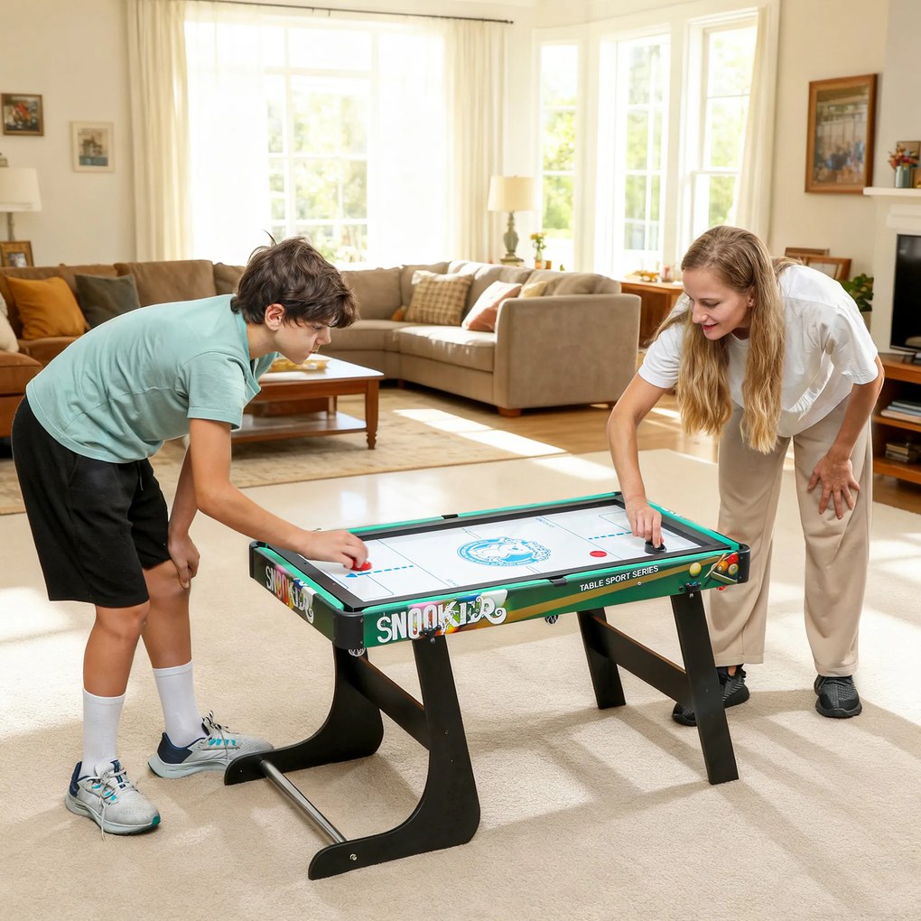 HOMCOM Masă de Jocuri 6 în 1 cu Fotbal de Masă, Biliard, Air Hockey, Tenis de Masă, Hockey pe Iarbă, 118x104x71 cm | Aosom Romania