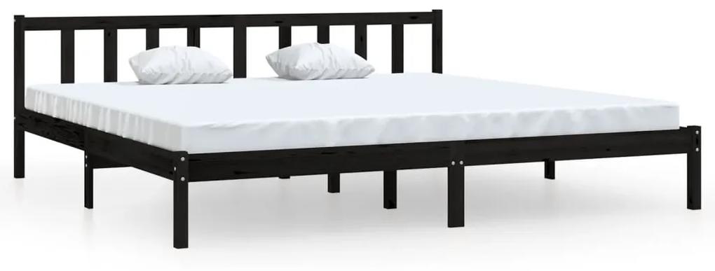 810106 vidaXL Cadru de pat, negru, 200x200 cm, lemn masiv de pin