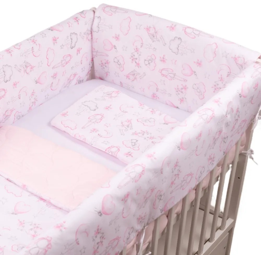 Lenjerie patut Maxi cu aparatori laterale matlasate pentru pat 120x60 cm Fairy Clouds