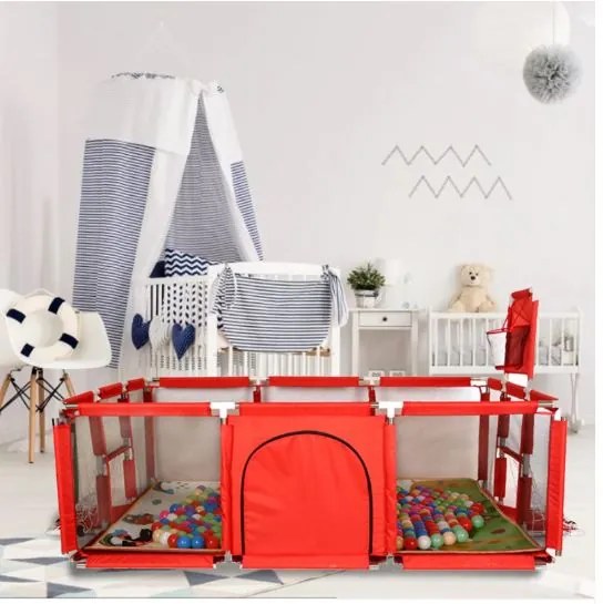 Țarc pentru copii cu porți și coș 230x129x107cm RED