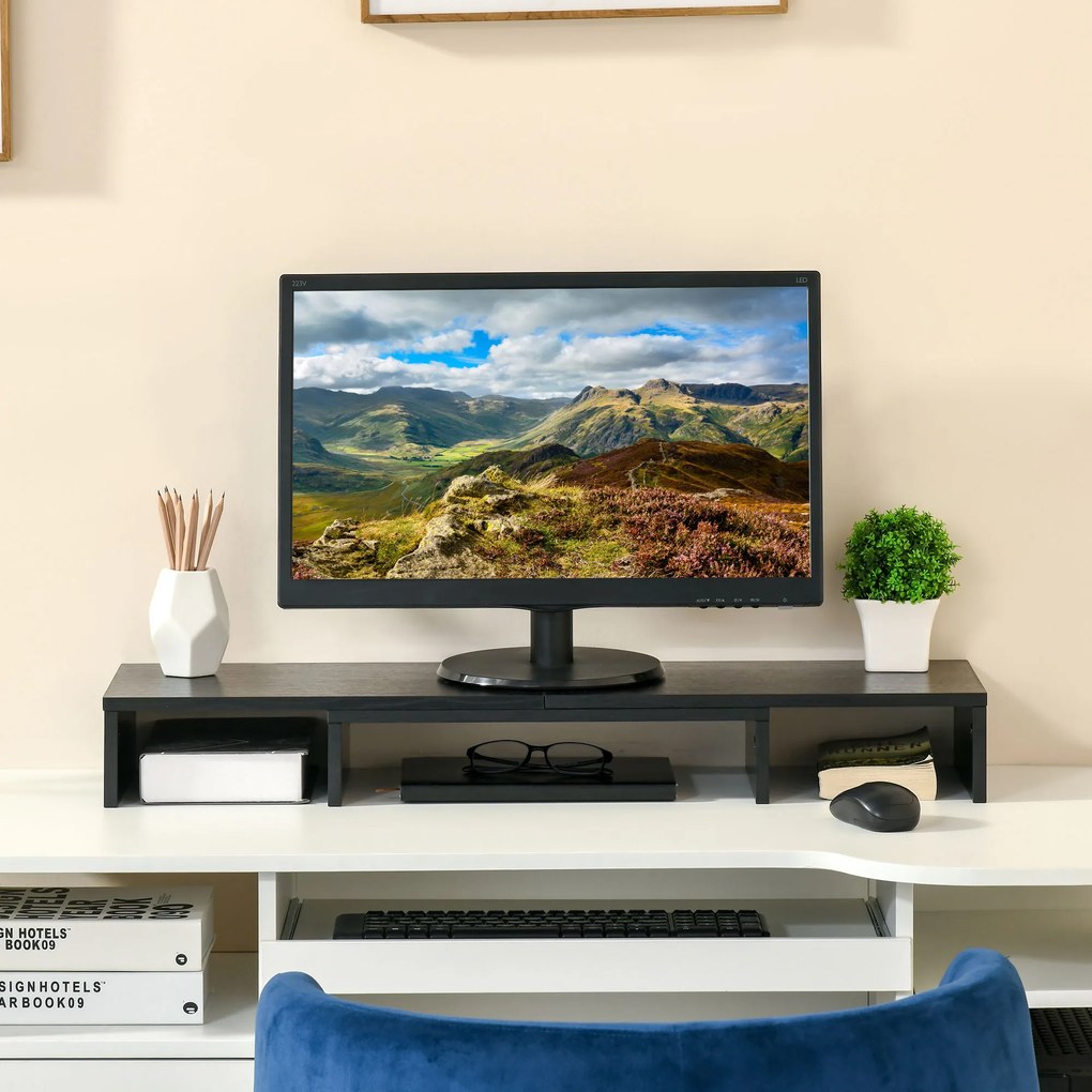 Vinsetto Stand pentru doua monitoare cu lungime si unghi reglabil, stand ridicare ecran pentru laptop, computer | Aosom Romania