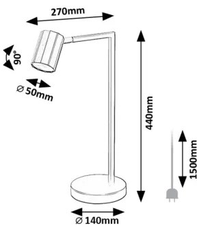 Lampă de masă Rabalux 73029 KARTER 1xGU10/5W/230V negru