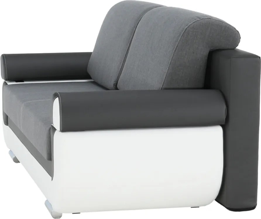 Canapea, piele ecologică alba+gri/material textil gri, KARDYN