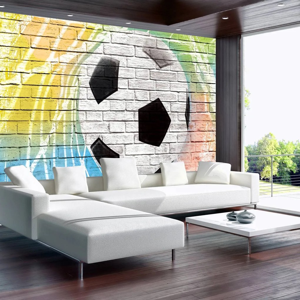 Fototapet - Graffiti - todbal pe perete din cărămidă (152,5x104 cm)