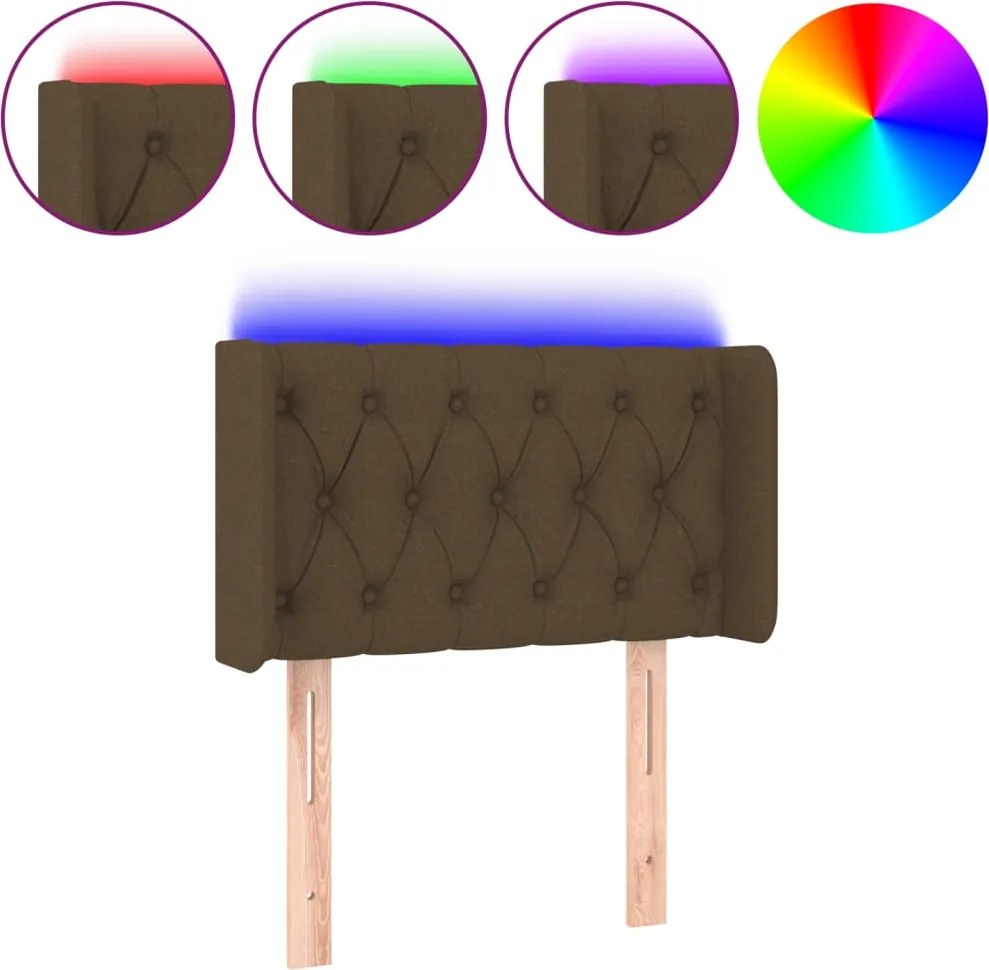 vidaXL Tăblie de pat cu LED, maro închis, 83x16x78/88 cm, textil