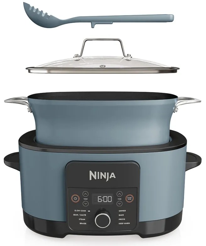 Multicooker Ninja Foodi PossibleCooker 8in1 MC1001EU, 1200W, 8 l, 8 programe, Acoperire ceramica, Timer, Triple Fusion Heat, Albastru/Negru