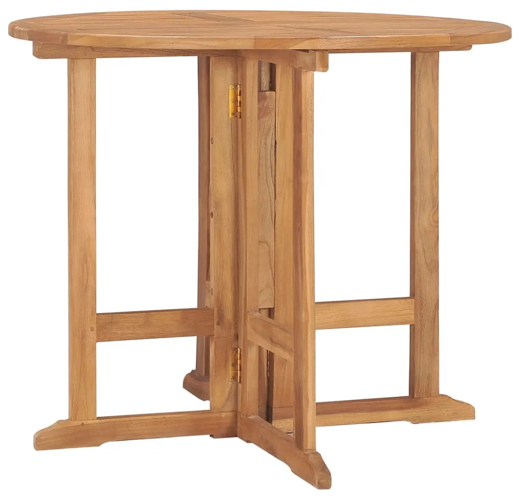 vidaXL Masă de grădină pliabilă, Ø90x75 cm, lemn masiv de tec