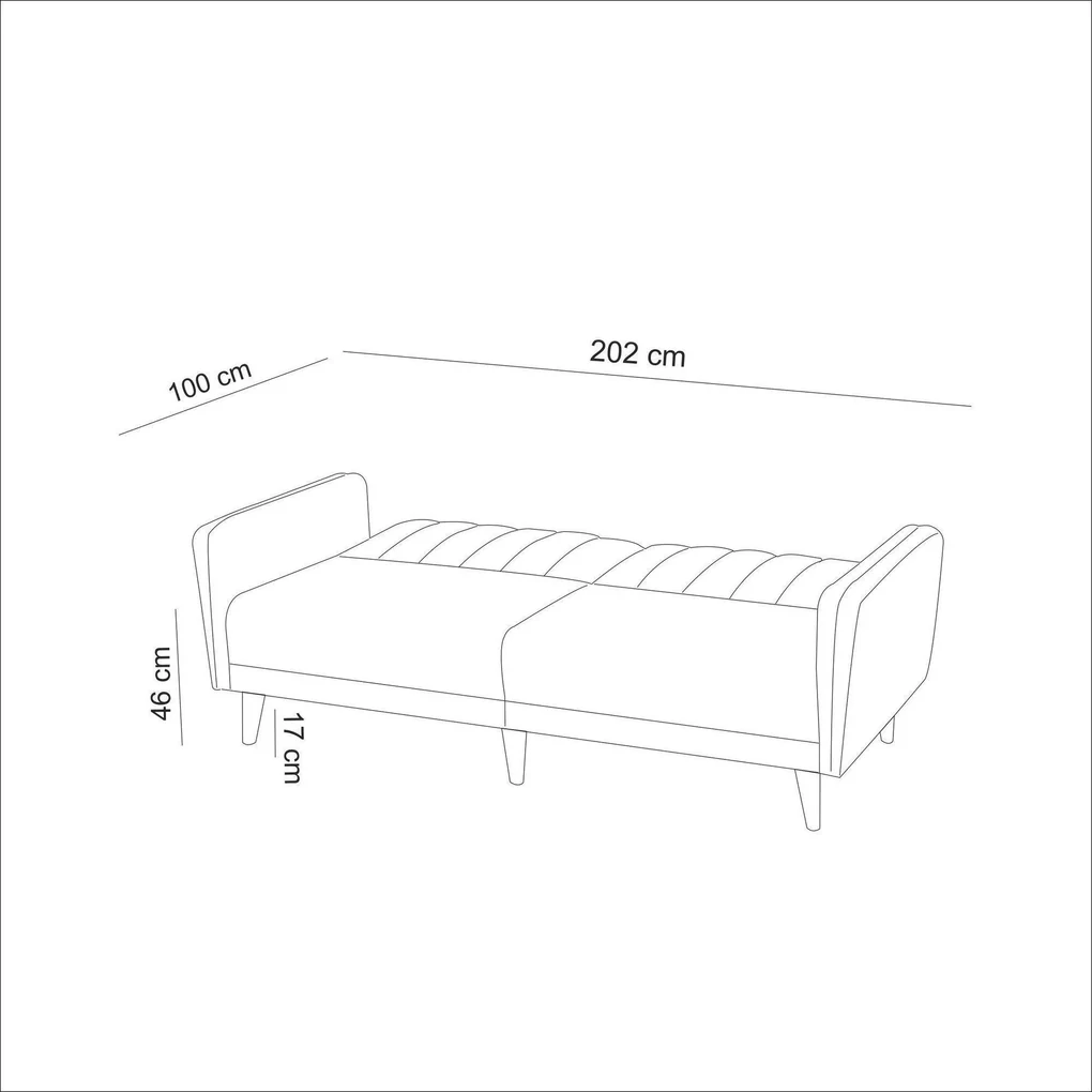 Canapea extensibila cu 3 Locuri Tetra, 202 x 85 x 80 cm