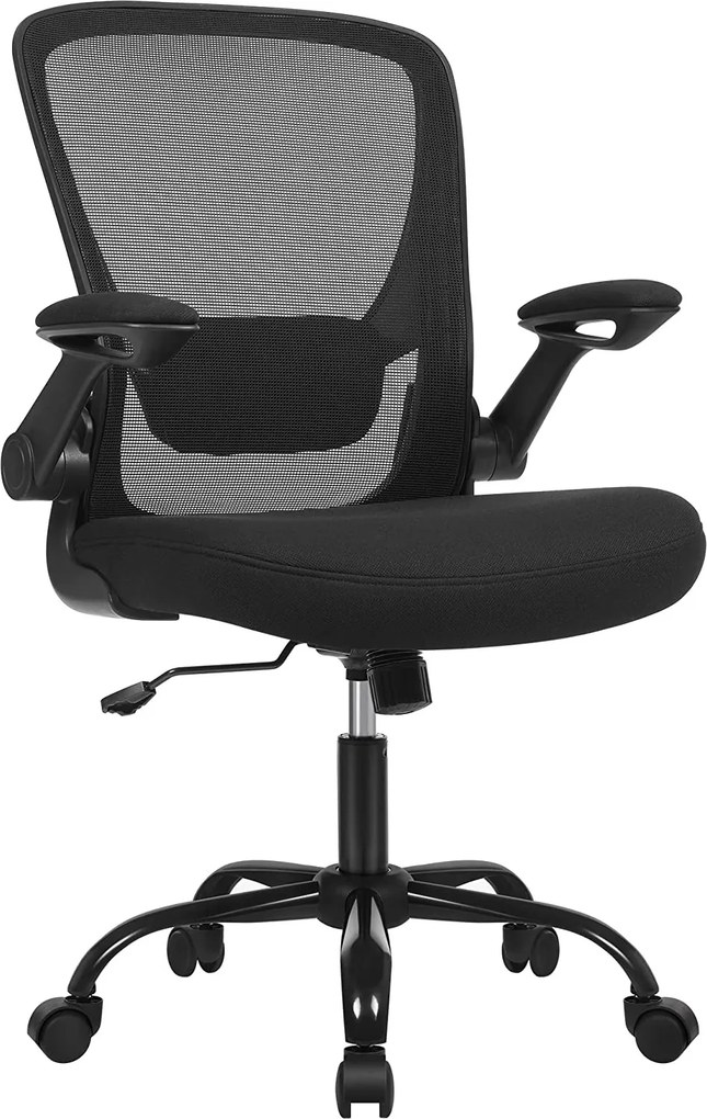 Scaun de birou ERGO cu cotiere rabatabile, max. 120 kg, negru SongmicsHome