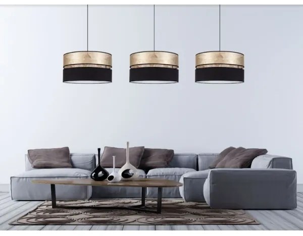 Lustră pe cablu LIMA 1xE27/60W/230V neagră/aurie