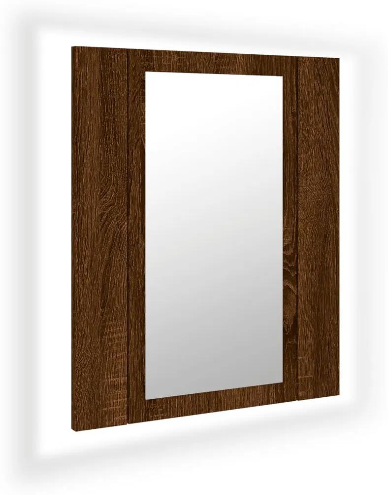 822835 vidaXL Dulap cu oglindă de baie LED, stejar maro, 40x12x45 cm, lemn