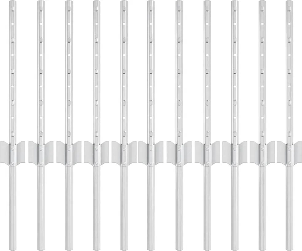 vidaXL Stâlp de gard. 11 pcs Argintiu 40 cm Oțel