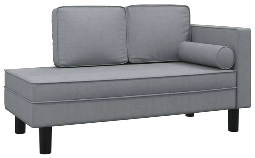 355018 vidaXL Șezlong cu perne și pernuță cilindrică, gri deschis, textil