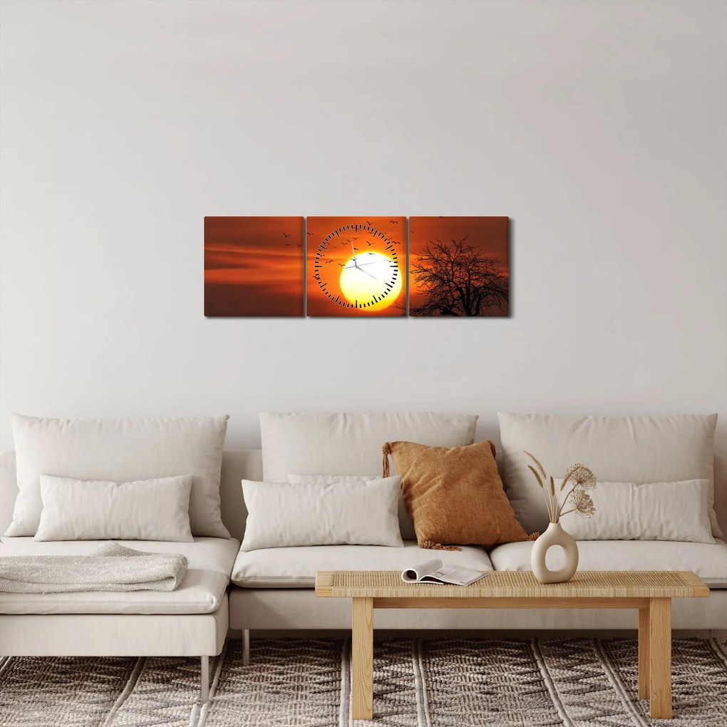 Tablou - Apus de soare (cu ceas) (90x30 cm)