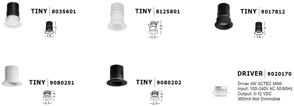 Mini Spot LED incastrabil tavan fals / plafon pentru baie IP44 TINY negru