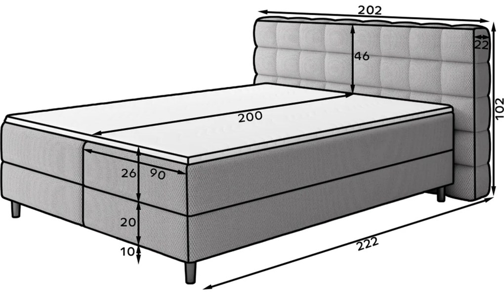 Pat boxspring Camma 140x200 cm Royal 01