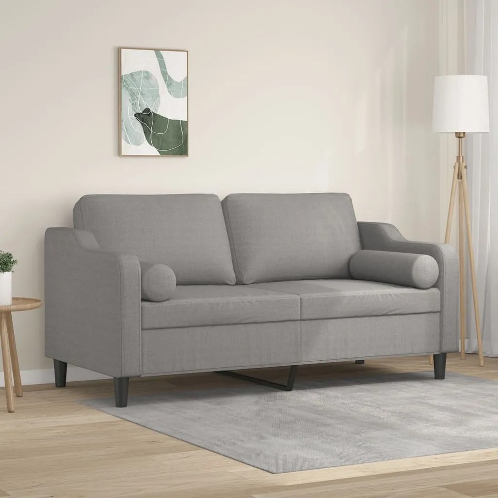 3153023 vidaXL Canapea cu 2 locuri cu perne&pernuțe gri deschis 140 cm textil