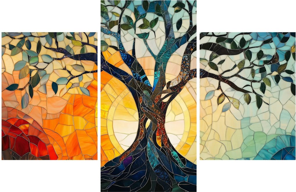 Tablou – Mozaic – soare și arbore I. (90x60 cm)