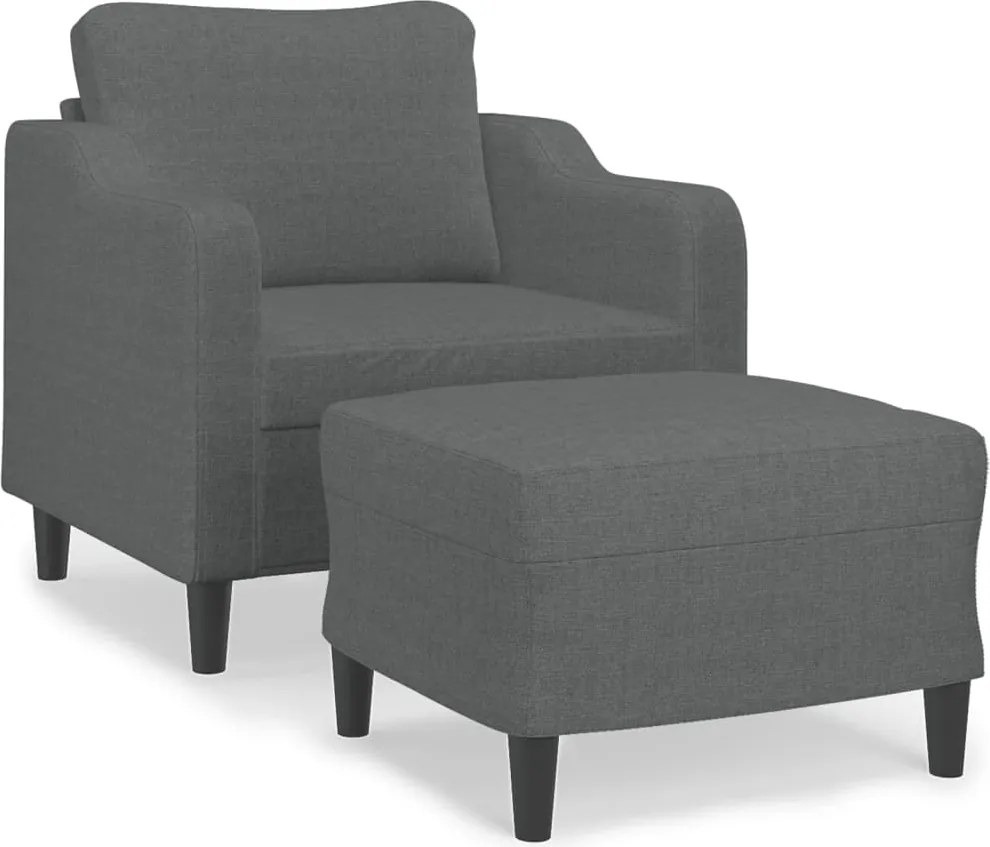 vidaXL Fotoliu canapea cu taburet, gri închis, 60 cm, textil